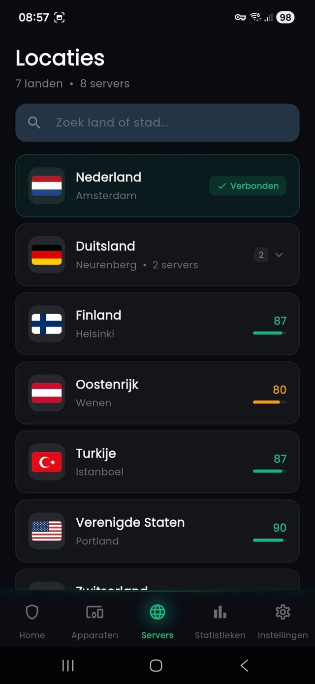 Kies je server
